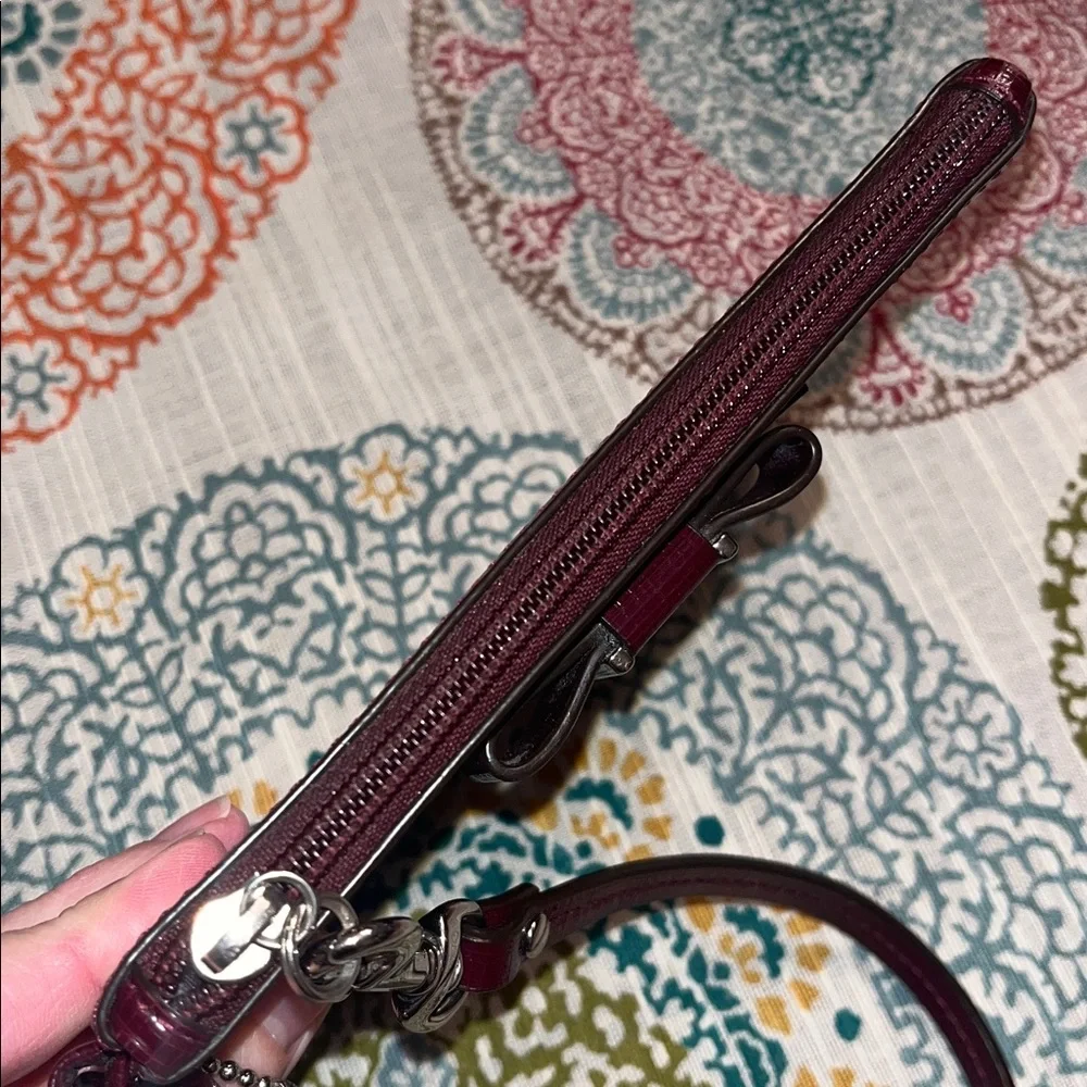 Coach Darcy Bow Burgundy Patent Leather Wristlet